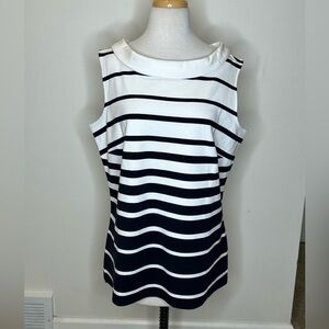 Talbots Plus Nautical Striped Tank Top - Black and White Size 1X NWT